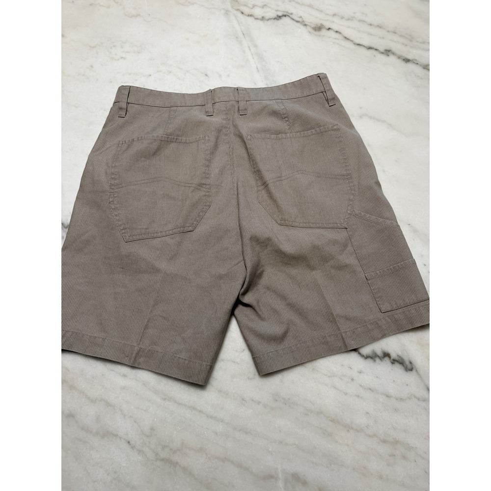 Armani Exchange Mens Pinstripe Utility Carpenter Shorts Tan Linen Blend 31 - Picture 1 of 11